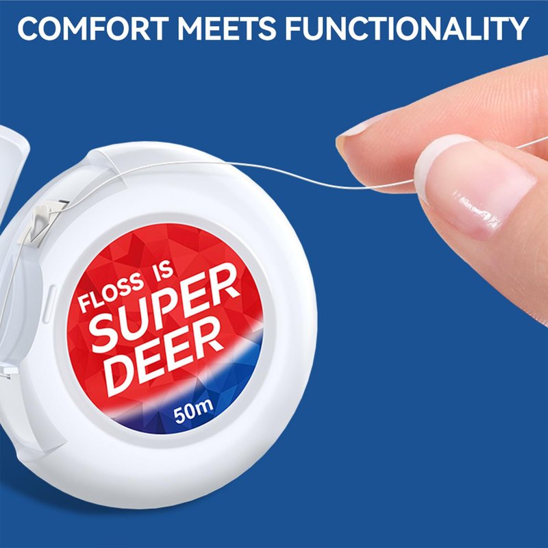 Super Deer Waxed Dental Floss, Plaque Remover for Teeth, Shred Resistant, Floss Slides Smoothly, Easy to Use, Waxed, Deep Cleaning Teeth, Oral Care, for Adults & Kids, 1 Pack, 55 yd (1)