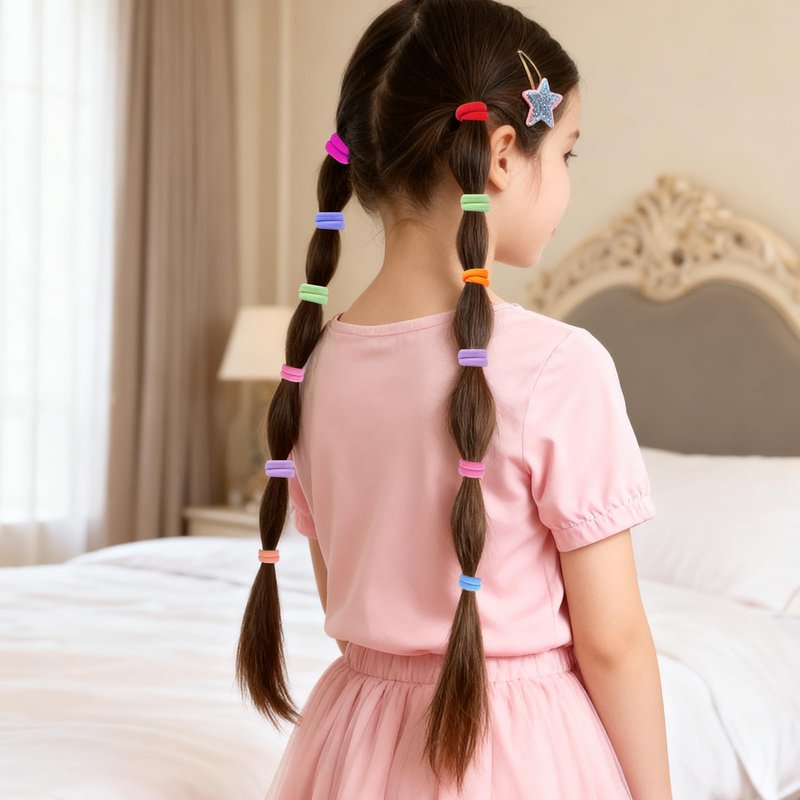 LuSeren 120 Pcs No Damage Hair Ties for Women Thick Hair, Large Soft Seamless Nylon Cloth Elastic Hair Ties Ponytail Hair Holders Hair Elastics Hair Band for Women