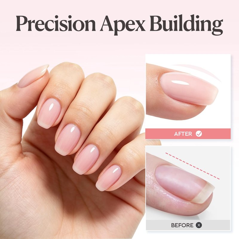 Builder Gel for Nails - 7-in-1 Rose Blush Self-Leveling Nail Strengthener | 18ml UV/LED Soak Off for Beginners