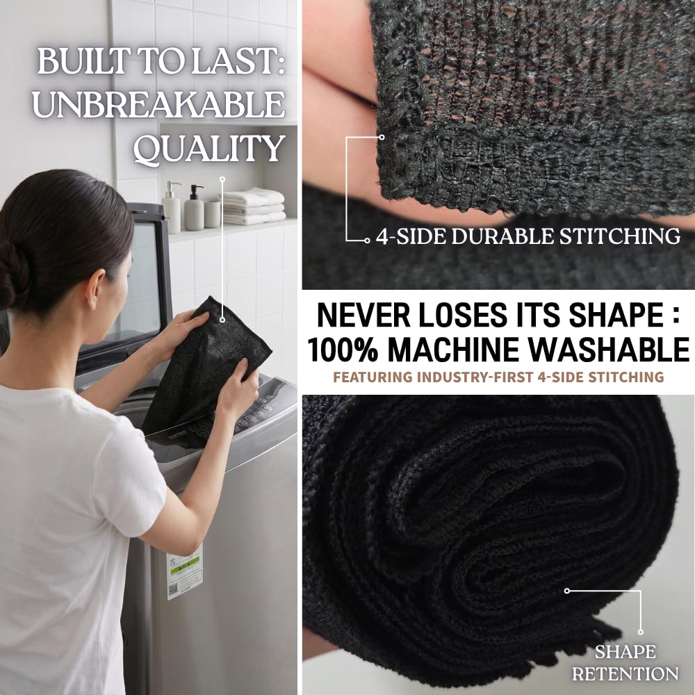 YEIPIO Premium Exfoliating Shower Towel - Extra Long Back Scrubber for Shower, Deep-Cleansing Body Scrubber Washcloth for Smooth Skin, Back Acne-Prone & Rough Skin, Quick-Drying Nylon Mesh