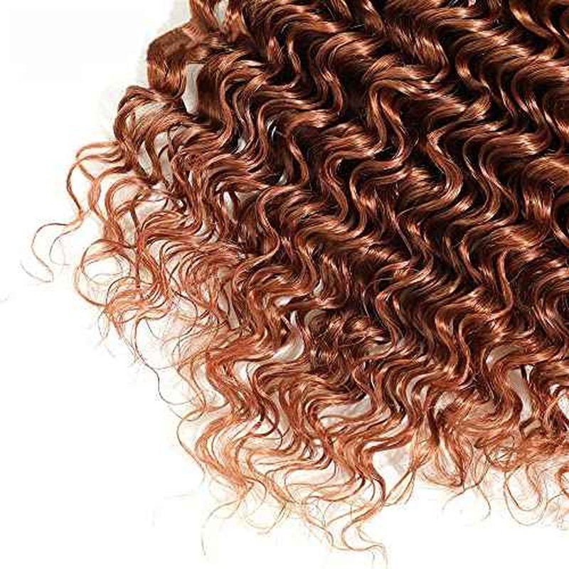 #30 Brown Bundles Deep Wave Bundles Human Hair 12 12 12 Inch Light Brown Deep Wave Bundle Unprocessed Brazilian Virgin Weave Hair 3 Bundle 50 Gram Per Bundle