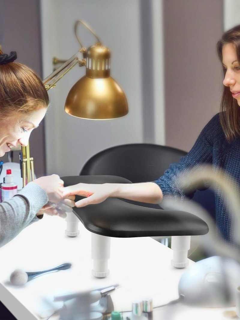 Nail Arm Rest Covers - Set of 2 Premium PU Leather Protectors | Waterproof Black for U-Shaped Manicure