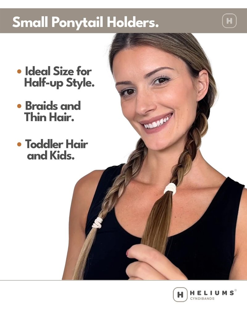 Heliums Small Hair Ties - Gold Seamless No-Damage Ponytail Holders for Kids & Thin Hair | 20 Count