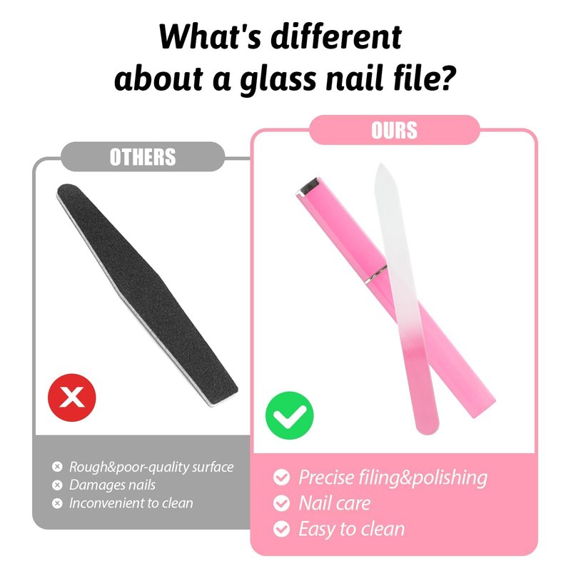 3 Pack Glass Nail File, Crystal Double-Sided Mixed Color Fingernail Files for Natural Nails, Professional Reusable Glass File for Women Girls Manicure Care (Style 2)
