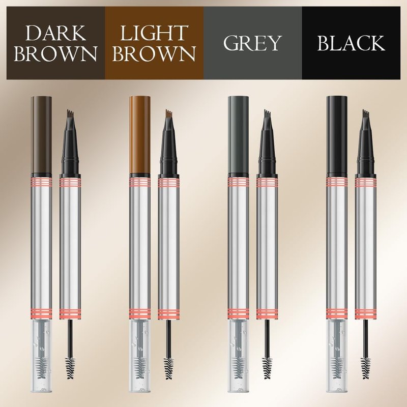 Skiennix 2-in-1 Eyebrow Pencil - Waterproof Dual-Ended Microblading Pen with Brush & 4 Tips | Gray