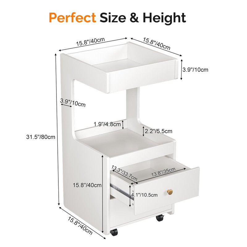 Salon Trolley Cart, Esthetician Cart with 2 Drawer & 2 Trays, 2 Lockable Wheels Hair Styling Station, Tool Organizer Storage Cabinet for Beauty Spa Barbershop, White