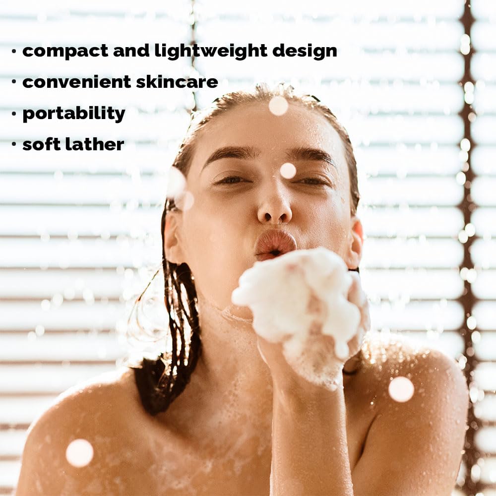 WoW.Clean Disposable Bath Shower Sponge 1 Dozen-12 Counts . Easy to Carry, Clean Shower Supplies for Travel or Camping, White