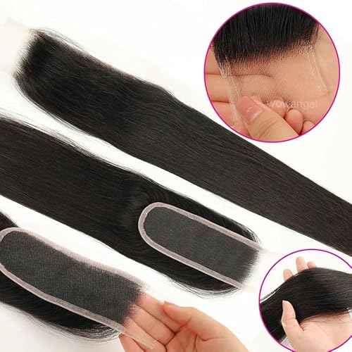 WOWANGEL 2x6 SKINLIKE Real HD Lace Closure Only, 0.1mm Ultra-thin Invisible Transparent HD Lace Body Wave Pre Plucked with Small Hair Knots 12A Unprocessed Virgin Human Hair 14 Inch