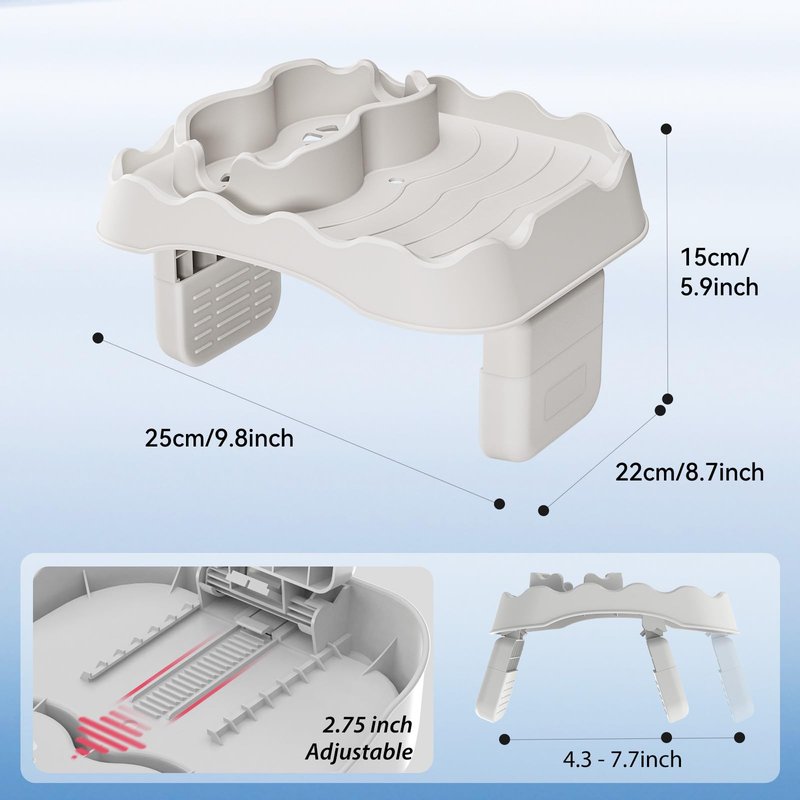 Anivia Hot Tub Table Tray, Adjustable Width 4" to 8" Hot Tub Accessories for Intex PureSpa, Nonslip Caddy Holds 2 Standard Drinks, Keep Snacks Handy & Dry, Fits Outdoor Inflatable Spa/Pool-Beige
