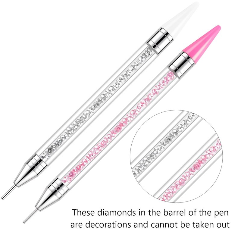 Rhinestone Picker Tool Kit - 2 Dual-Head Bedazzling Pens, 4 Wax Tips, 1400 Rhinestones & Organizer Trays