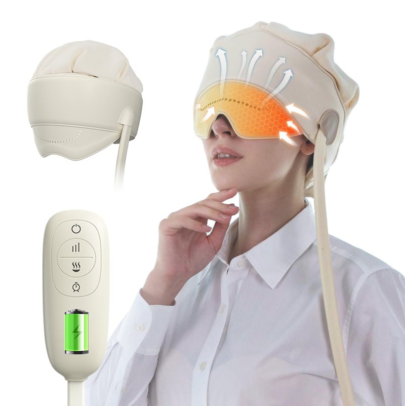 comrelax Head Massager for Headaches, Eye Massager with Heat, Electric Rechargeable Head and Eye Massage Tool for Stress Relief, Migraine Relief Massager for Forehead, 6 Zone Kneading