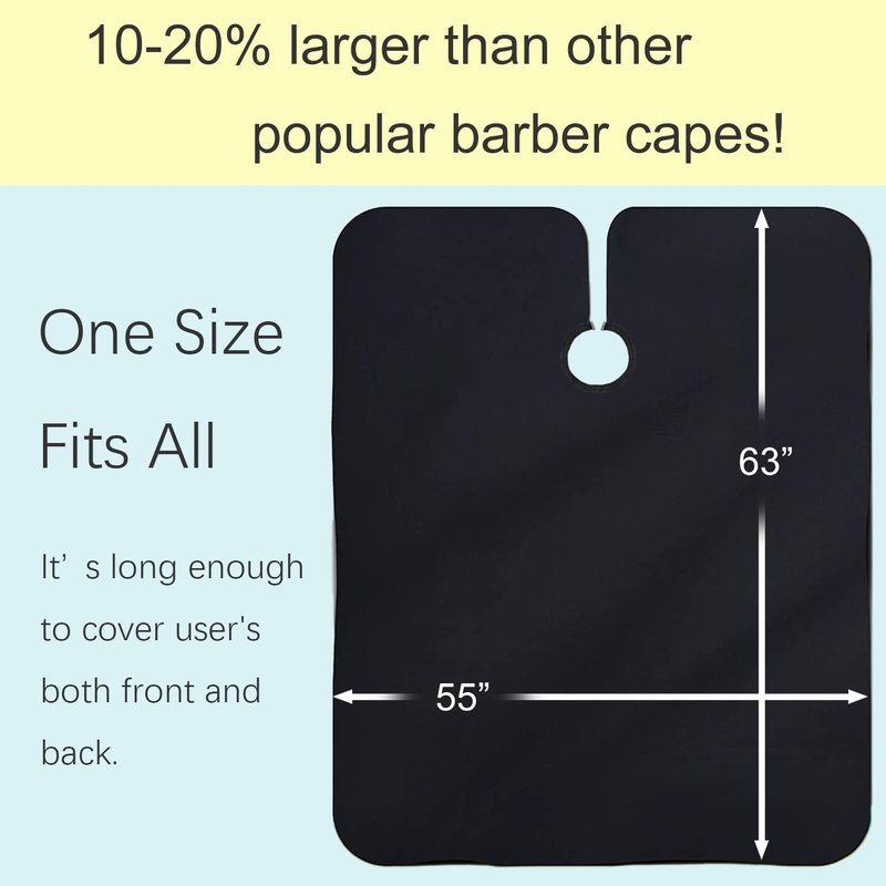 Iusmnur Barber Cape, Professional Hair Cutting Cape with Adjustable Metal Clip, Waterproof Haircut Salon Supplies for Hairdresser Styling & Home - 55 x 63 inches (Black)