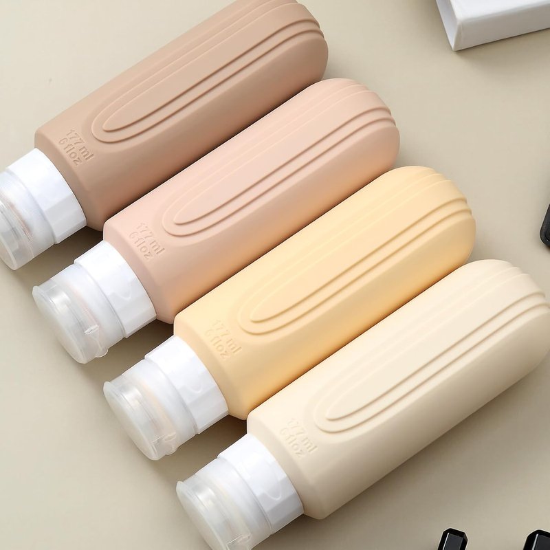 Mrsdry Travel Bottles - Large 6oz Leak-Proof Containers for Toiletries | BPA-Free Refillable Tubs with Bag (4 Pack)