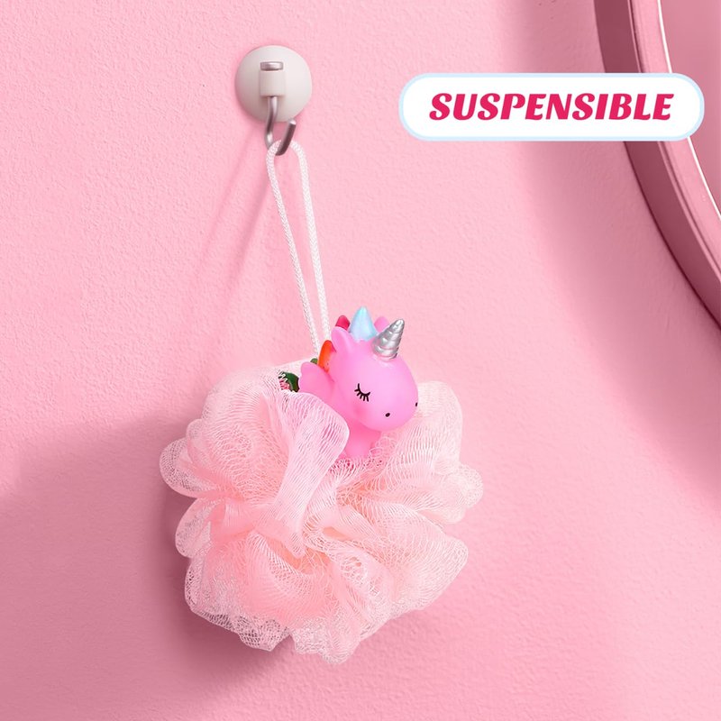2pcs Kids Bath Loofah: Body Sponge - Unicorn Shower Pouf for Deep Cleaning Body Scrubber Exfoliator Wash Back Scrubber