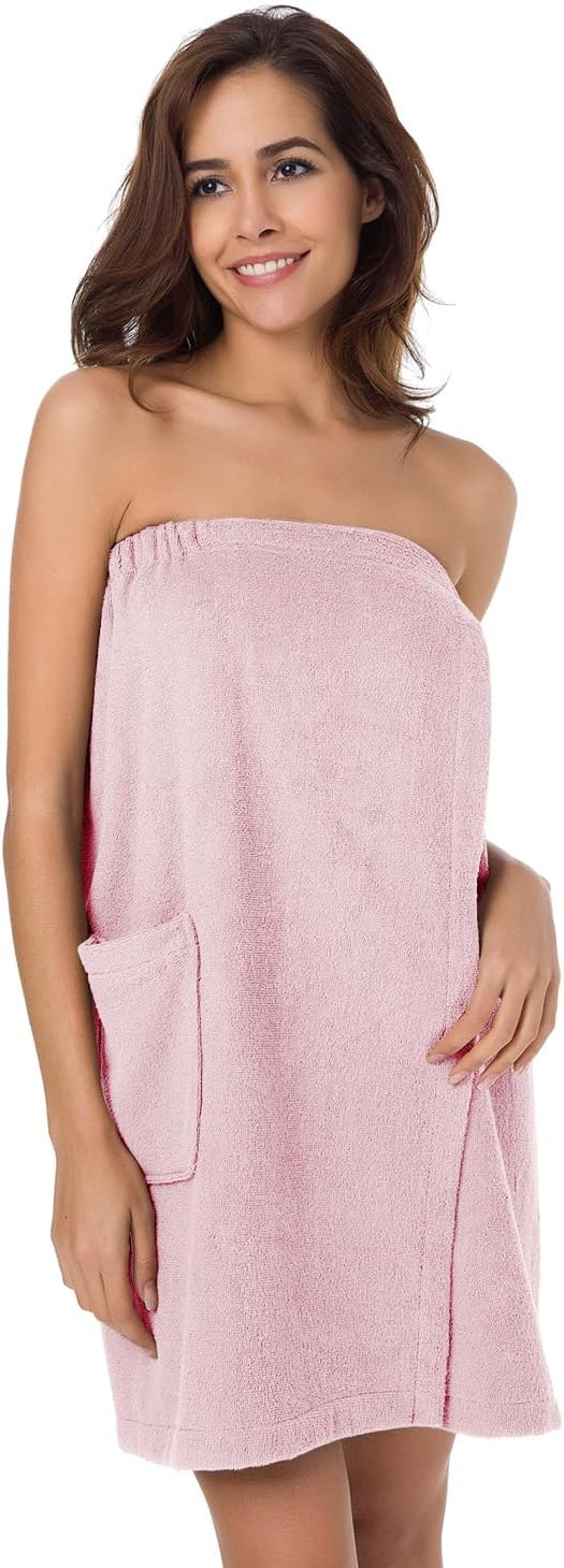 Women’s Bath Towel Wrap Robe - Soft Cotton Terry Spa Cloth | Adjustable Closure for Shower, Travel, Pool, Gym