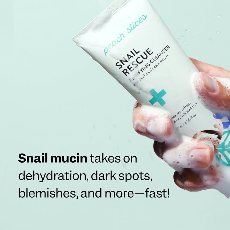 Peach Slices Snail Rescue Cleanser - Purifying Formula with Snail Mucin & Hyaluronic Acid (4.05 oz) | Refresh & Cleanse Skin