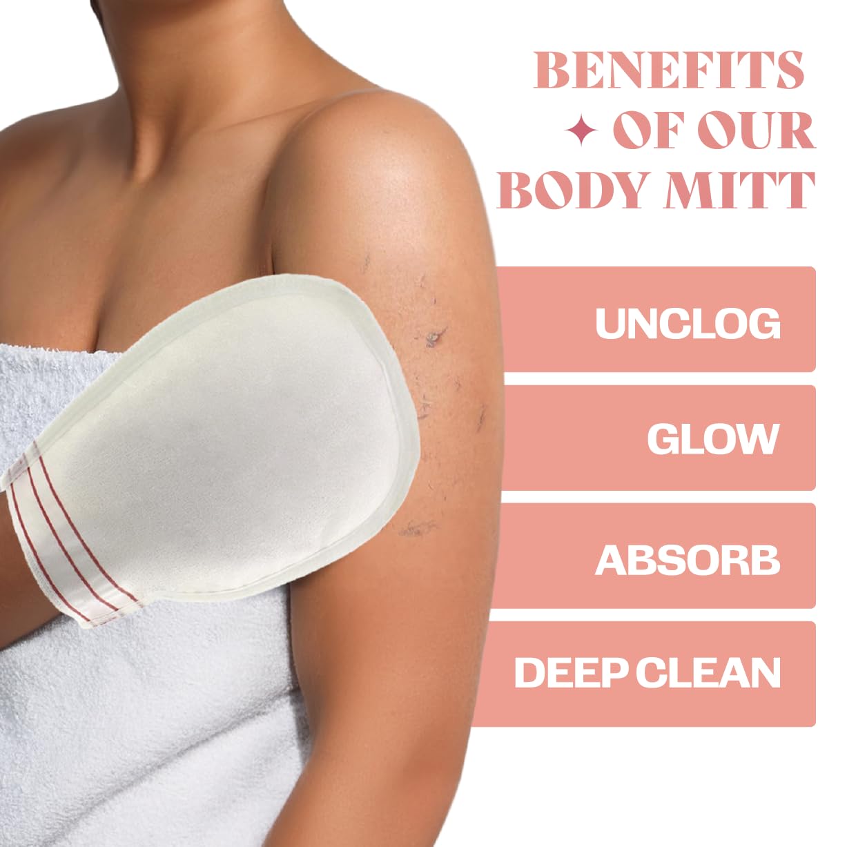 Exfoliating Glove (2 PCS) - Turkish Hammam Mitt for Bath, Exfoliating Body Scrubber Mitt, Dead & Dry Skin Remover for Body, Great for Spray Tan Removal, Smooth Skin Surface