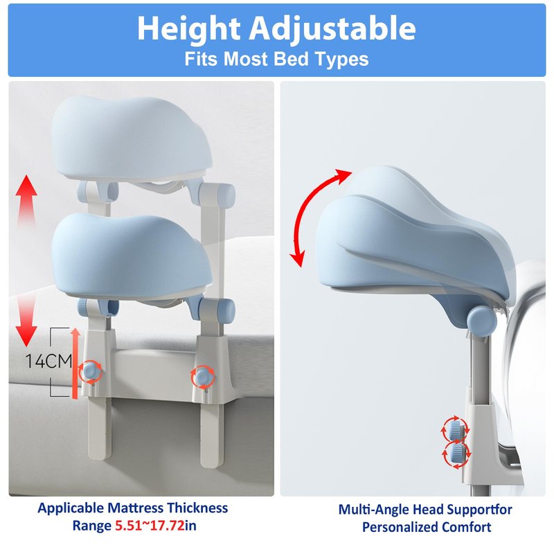 Gererixy Adjustable Massage Headrest for Bed, Portable Face Cradle Pillow with Height and Angle Adjustment, Face Down Cushion for Home Massage-Light Blue