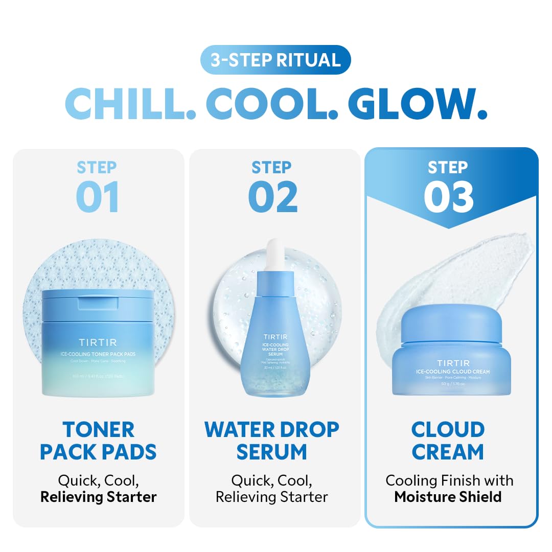 TIRTIR Ice-Cooling Cloud Cream | -4.36°C Instant Cool Down Firming Face Moisturizer for Day and Night Korean Skincare (1.76 Fl Oz)