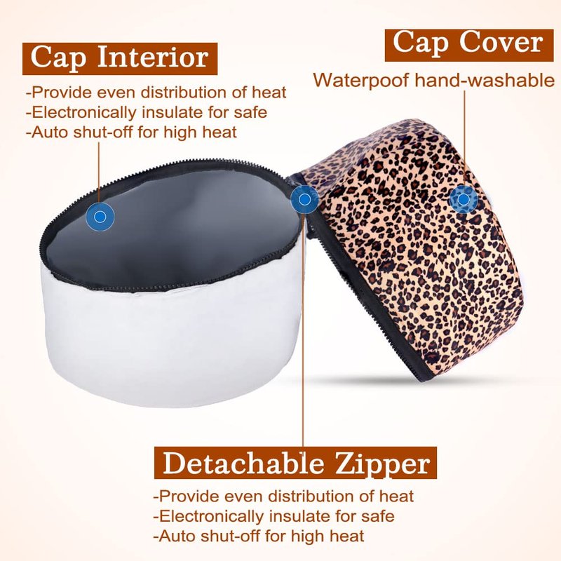 Skiennix Electric Hair Cap - Thermal Treatment Hat with Dual Temperature Control | Leopard Print