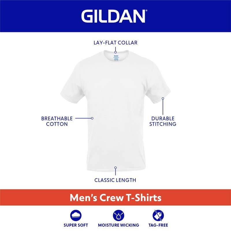 Gildan Men's Crew T-Shirts, Multipack, Style G1100, Black (6-Pack), X-Large