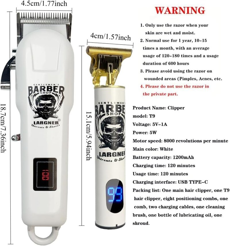 Hair Clippers for Men - Clippers and Hair Trimmers Set, Barber Clippers, Cordless Electric Clippers and Trimmers with Box, Professional Hair Clippers for Men Gifts