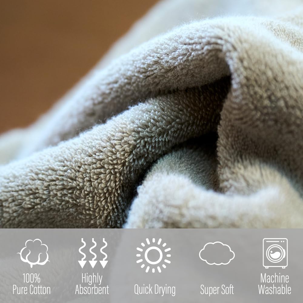 UENO TOWEL Luxury Japanese Wash Cloth - Set of 2, Senshu Towels, Greige, Approx. 13" x 33.5", Ultra Soft, Quick Drying, Absorbent, Lightweight, Ideal for Bath, Bathroom, Yoga, Spa, Body, Gift