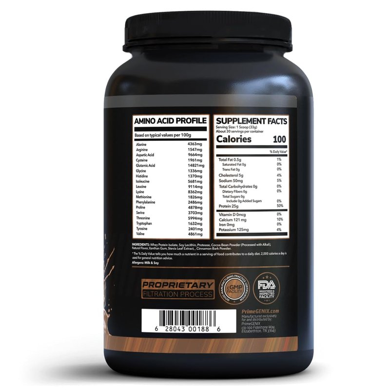PrimeGENIX - Grass-Fed Whey Protein Powder - 34 Servings of Chocolate Protein Powder with Zero Sugar, Supports Healthy Metabolism, Helps Gain Energy & Supports Physical Performance During Workouts