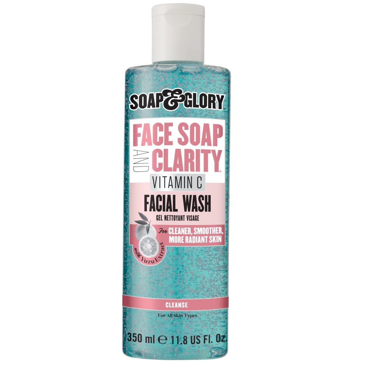 Soap & Glory Face Wash with Vitamin C - 3 in 1 Brightening Facial Cleanser, Makeup Remover & Face Exfoliator - Deeply Cleanses, Purifies & Hydrates for Radiant, Smooth Skin (11.8 fl oz)