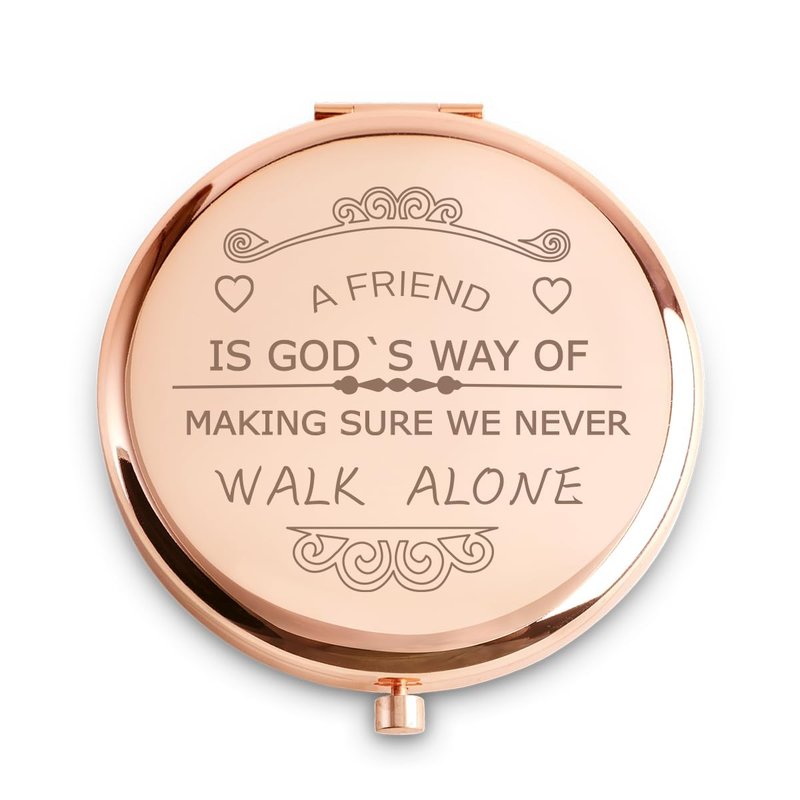 Friendship Gifts for Women Girls, Personalized Gifts for Friend BBF Bestie, Custom Compact Mirror for Birthday, Graduation, Mother Day, Basket Stuffers