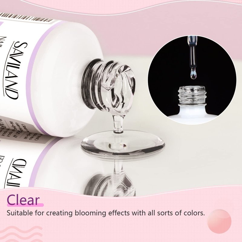 SAVILAND Blooming Gel: Clear Booming Gel Nail Polish Nails Blossom for Spreading Effect Marble Nail Polish Flower Watercolor Nails Art Design Manicure Salon Home DIY