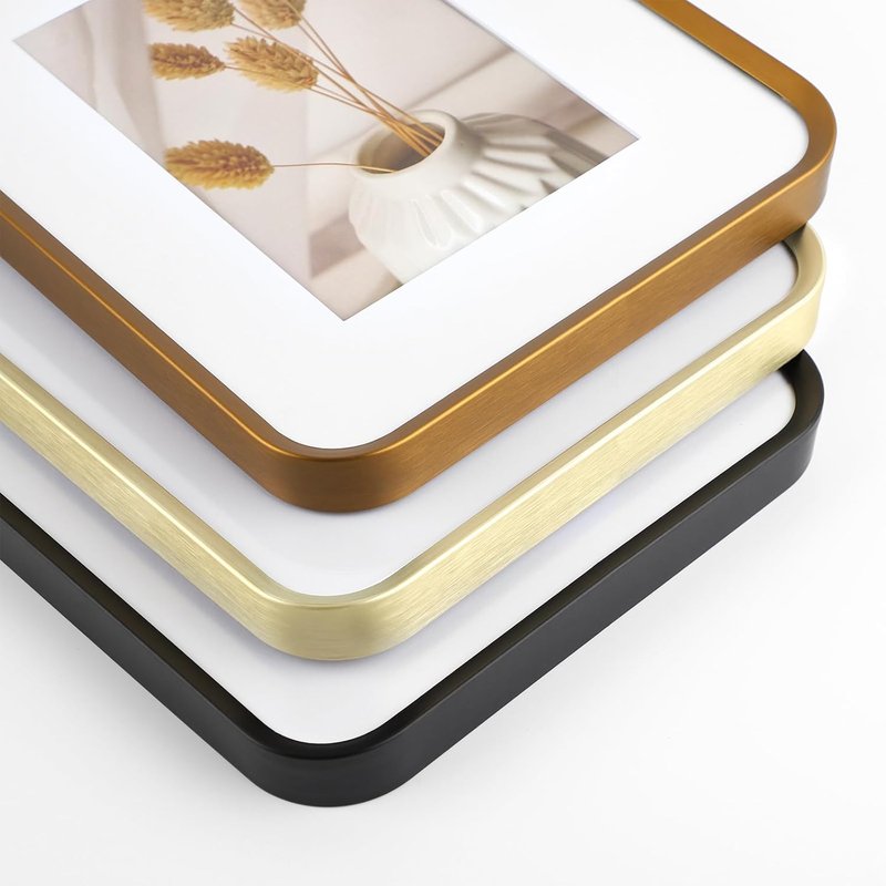 Golden State Art 8x10 Aluminum Picture Frame - Bronze Gold with Mat for 5x7 Photos | Real Glass Modern Decor
