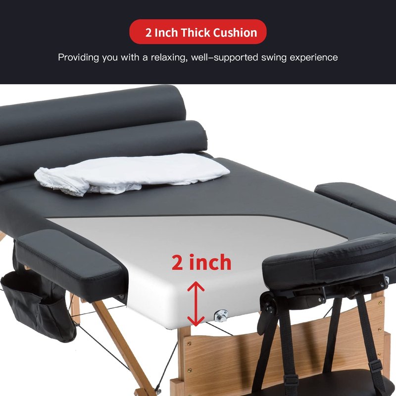 PayLessHere Massage Bed Portable Massage Table 28 inch Wide Lash Bed 2 Folding Height Adjustable Spa Table with Towel Hanger Oil Pouch Half Bolster Round Bolster Non-Woven Bag