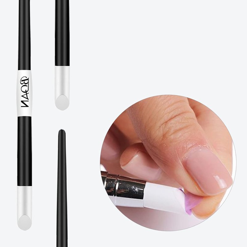 BQAN Nail Art Sculpture Pen Set - 5 Silicone Brushes for Gel & Acrylic Nails | Home Salon Tools (Black)