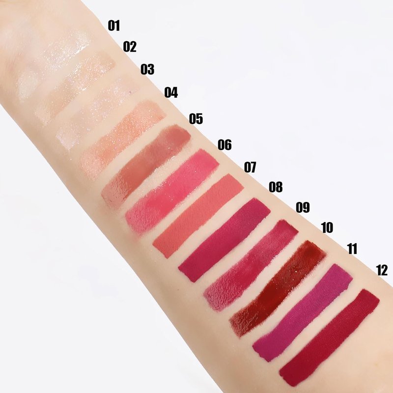 Skiennix 12 Pcs Liquid Lipstick Set - Long-Lasting Matte, Glossy & Glitter Lip Makeup | Perfect Gift for Women