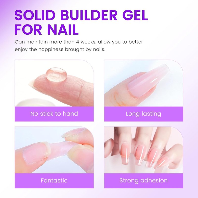 AIJIMEI Solid Builder Gel Kit With Manicure Tools For Nails 15ML 4IN1 3D Sculpting Hard Building Gel Non-Stick Hand UV & LED For Nails Long-Lasting Nail Extension Gel For Nail Manicure DIY At Home