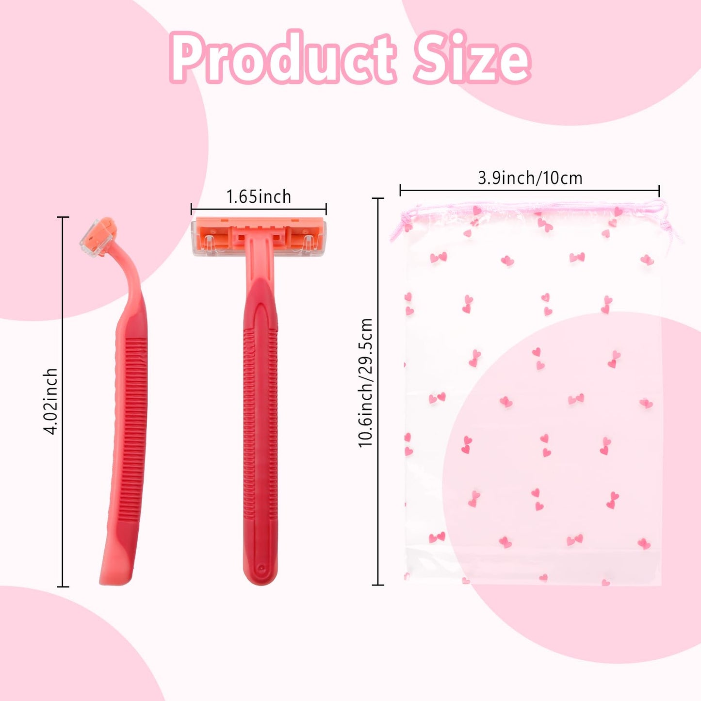 WATUNID Disposable Razors for Women, Pink Stainless Steel Razor Blades with A Drawstring Storage Bag, Multipurpose Manual Shave Bulk, Can Be Used in Bathing Hotel Travel Camping Home(50 Count)