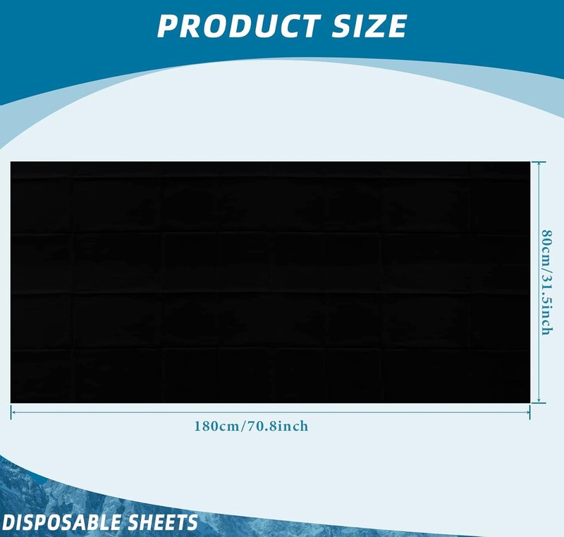 Disposable Bed Sheets - 50 Pack Waterproof Non-Woven Fabric for Spa, Massage, Beauty Salons | 31 x 70 Inches - Black