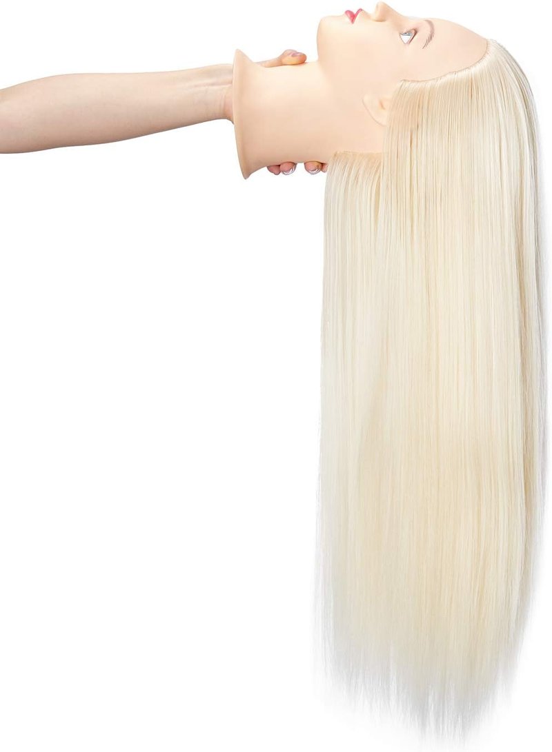 Hairingrid 26"-28" Mannequin Head - Hair Styling Training Head with Synthetic Fiber Hair & Free Clamp Holder | Blonde