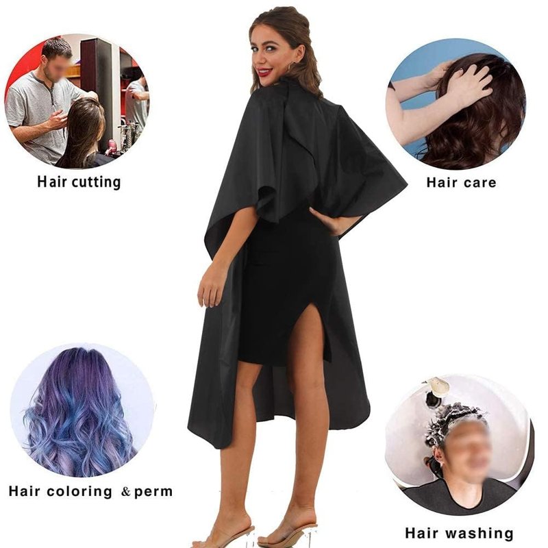Black Barber Cape, Professional Nylon Waterproof Hair Cutting Cape with Snap Closure Salon Cape, 62" x 54" Hairdressing Cape (Black-10 Pack)