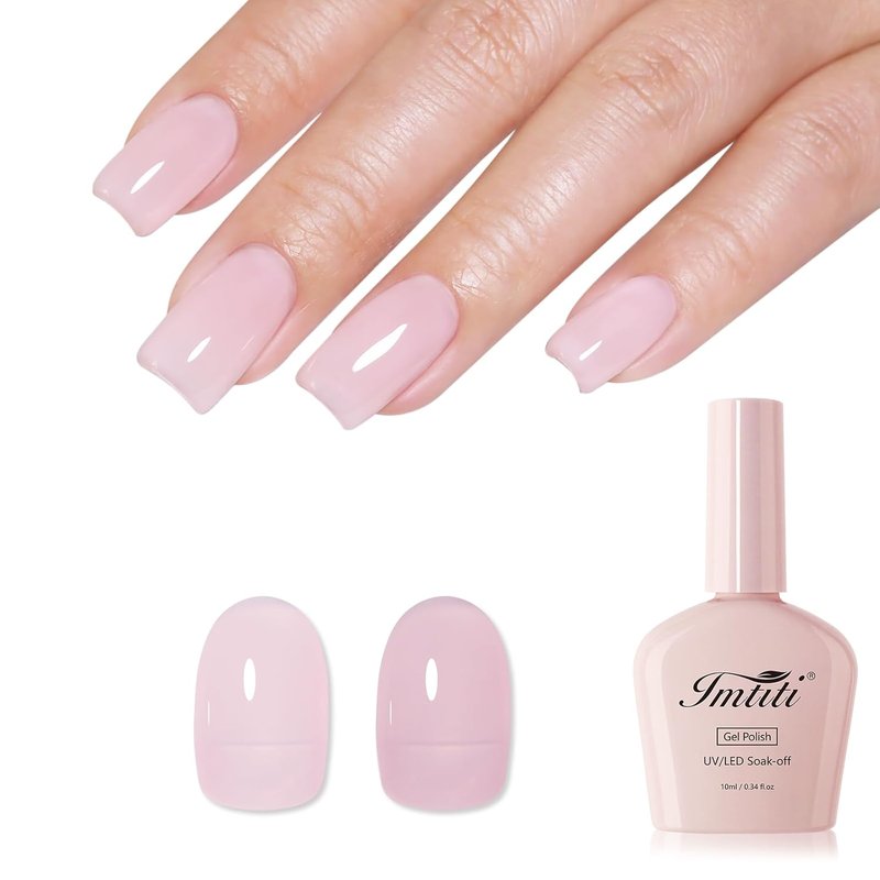 Light Pink Jelly Gel Nail Polish - Milky Pink Sheer Translucent UV Gel for Nail Art | 10ML Soak Off