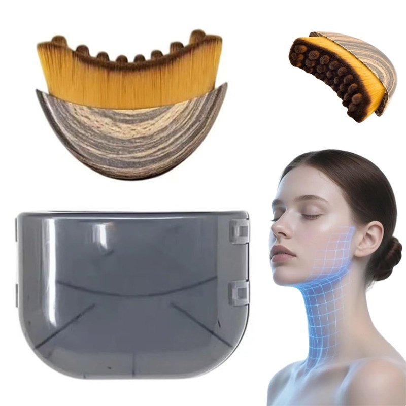 Nuvetra Lift & Glow Lymphatic Brush, Lymphatic Contour Face Brush Drainage, Natural Makeup Brushes with Durable Soft Bristles, Ergonomic Facial Cleansing Brush for Sculpting