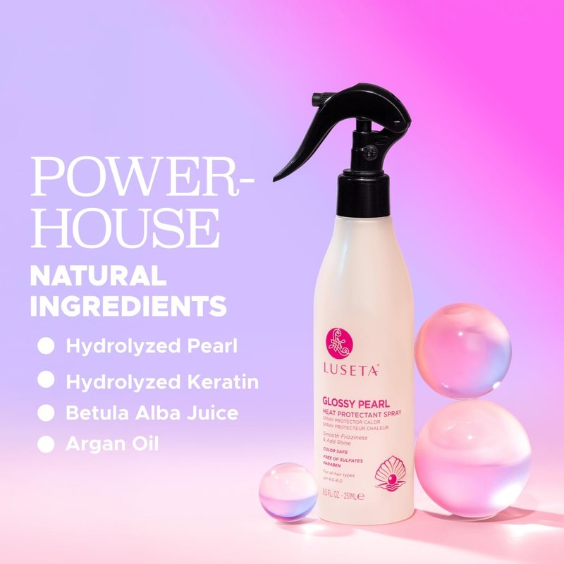 Luseta Glossy Pearl Heat Protectant Spray - Smoothing Thermal Protection for All Hair Types | 8.5oz