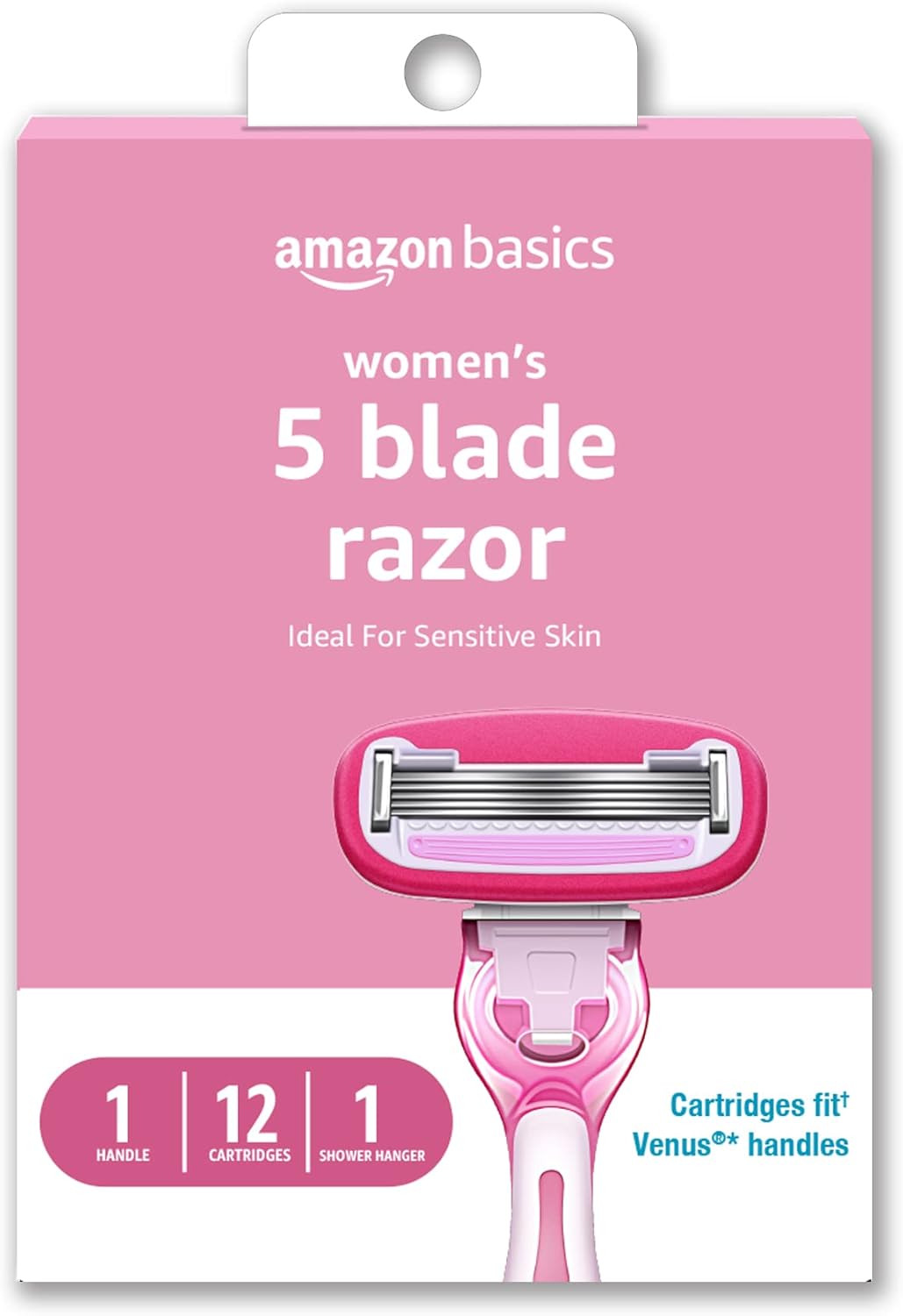 Women's 5-Blade Razor for Smooth Shave - Compatible with Venus Handles | Sensitive Skin, 12 Cartridges Included
