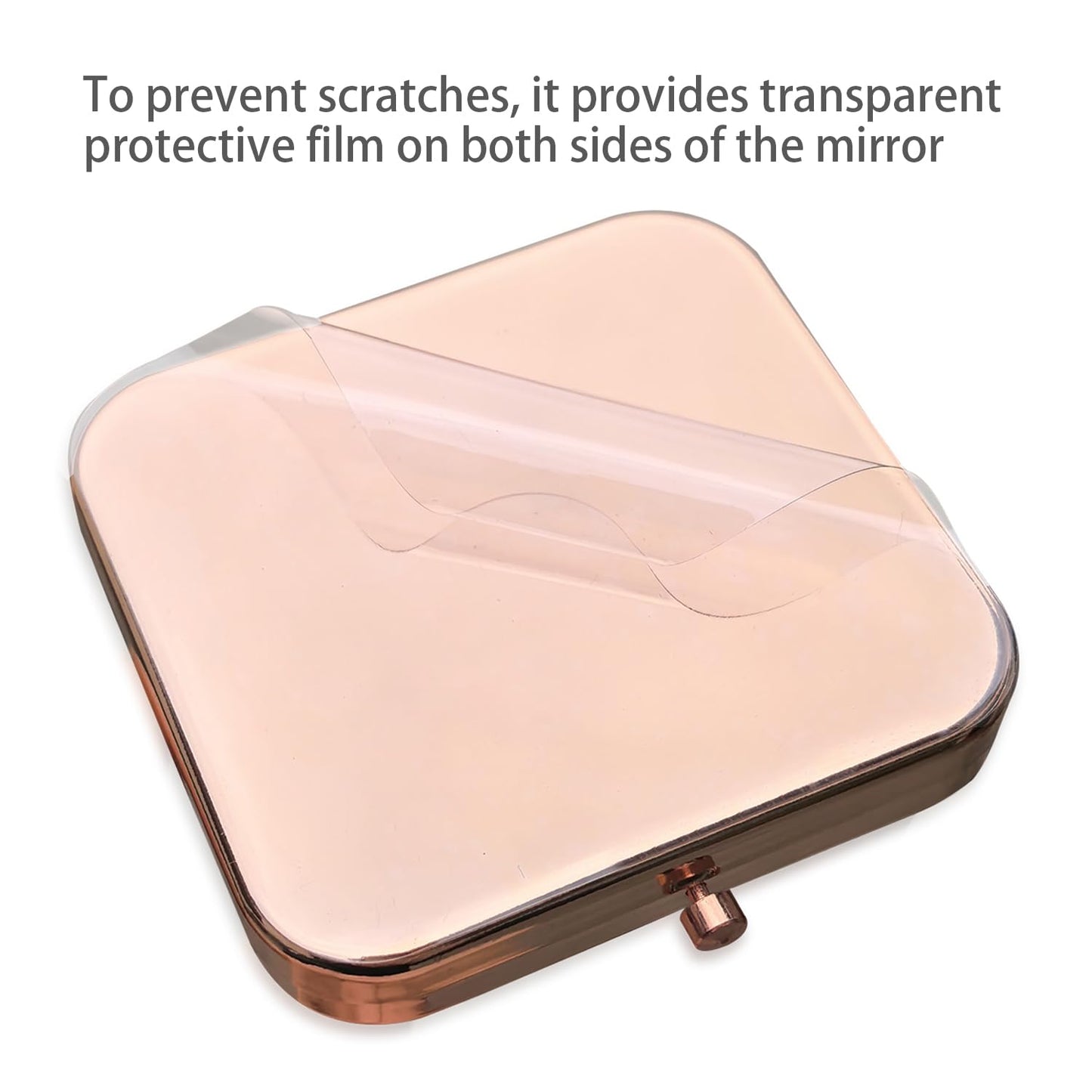 Ximruyuv Pocket Mirror for Women, Rosegold Square 2.8”×2.8” Metal Frame Double Sided Mini Magnifying 1X/2X Pocket Mirror for Men Can be Used as Gifts for Woman (B)