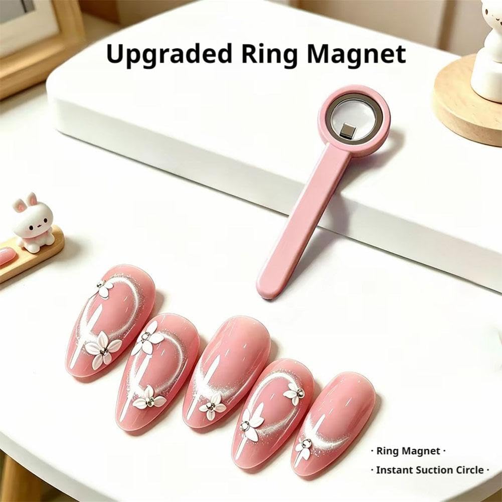 Wmool 2026 New Ring-Shaped Cat Eye Magnet for Nails, Strong Nail Magnet Tool, Portable Hollow Circular Cat Eye for Home DIY, Beginners & Nail Artists