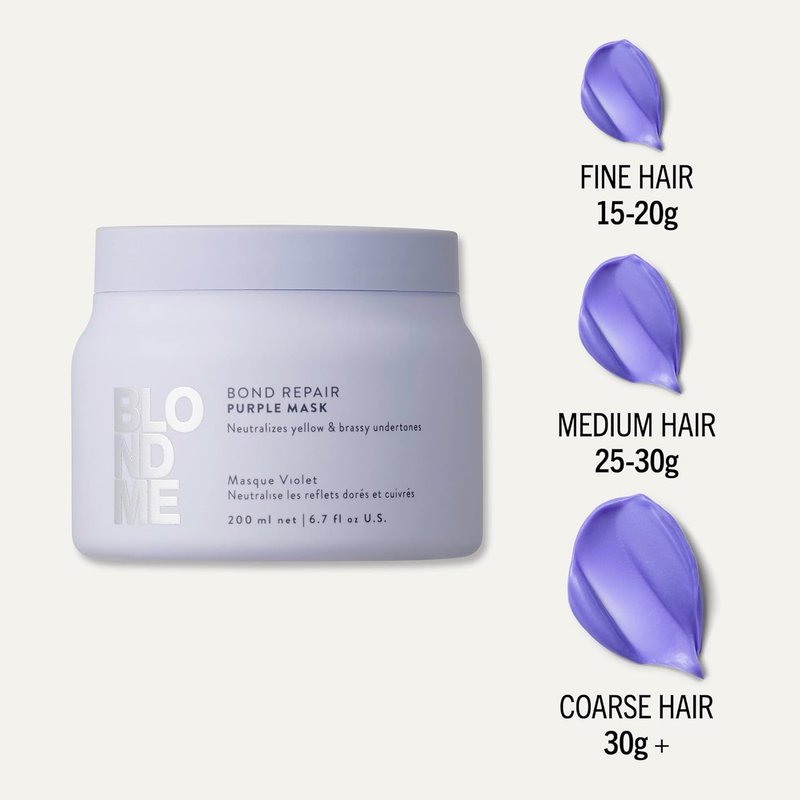 BlondMe Bond Repair Purple Mask - Neutralizes Yellow & Brassy Tones | For Healthy, Cool-Toned Blonde Hair