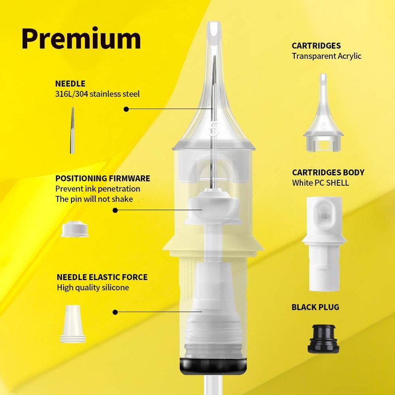 HAWINK 3RL Tattoo Needles Cartridge Bugpin 3 Round Liner X-Taper 50PCS with Membrane Professional Disposable EN05S-50-1003RL