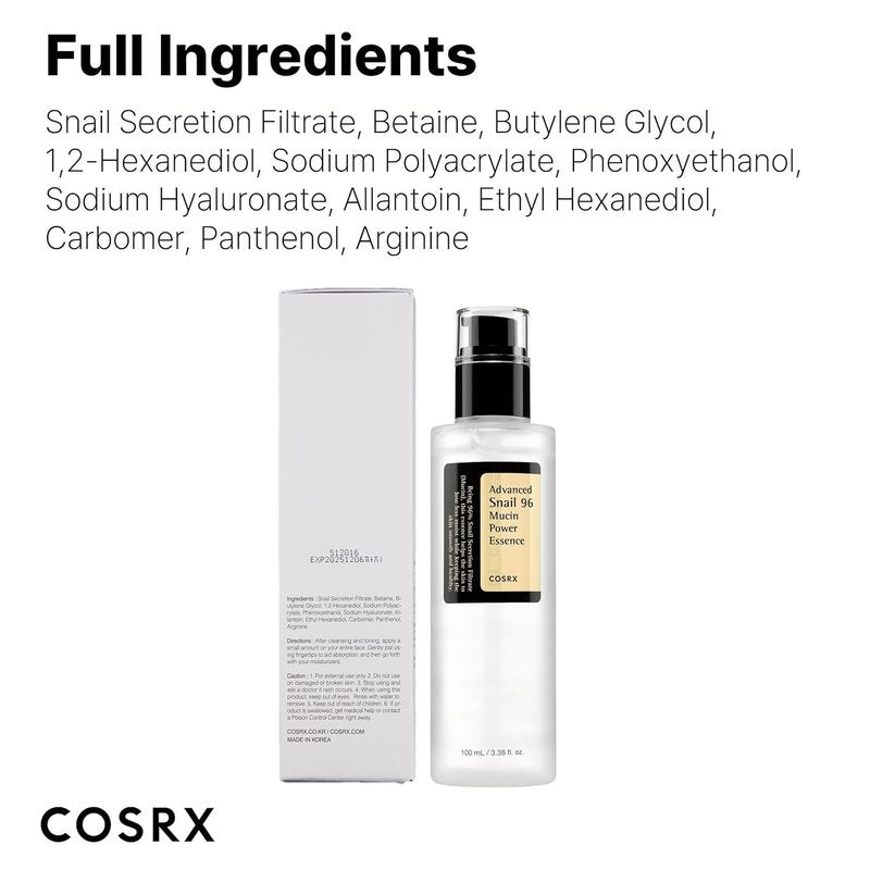 COSRX Snail Mucin 96% Repairing Serum - Hydrating Face Serum for Dull Skin & Fine Lines | 100ml Korean Skincare