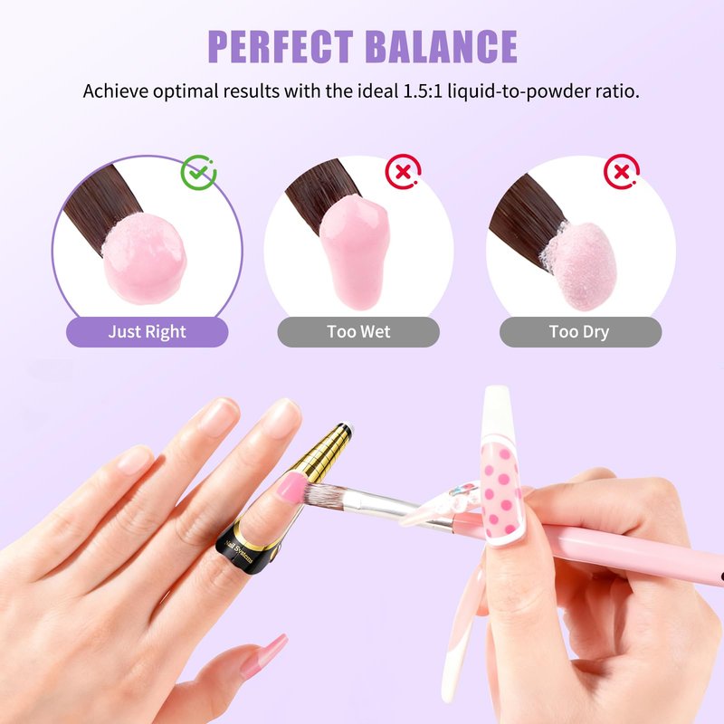8FL.OZ EMA Monomer Acrylic Nail Liquid with 3 Acrylic Brushes (8/10/14) for Nail Extensions & Carving, MMA-Free, Non-Yellowing, Ideal for DIY & Professional Salon Use